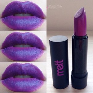 Lips swatches of Melt Cosmetics lipsticks in By Starlight.