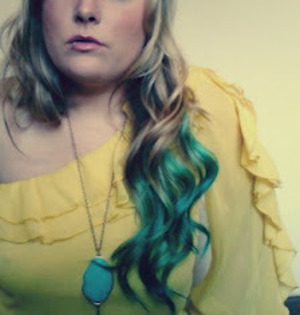 Blonde with teal ombre. 