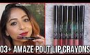 O3+ AMAZE POUT LIP CRAYONS | SWATCHES & REVIEW | 6 SHADES | Stacey Castanha