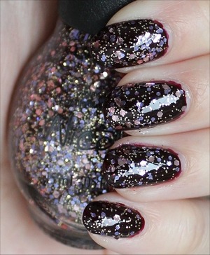 From the Selena Gomez Collection. See more swatches & my review here: http://www.swatchandlearn.com/nicole-by-opi-inner-sparkle-swatches-review-layered-over-china-glaze-prey-tell/