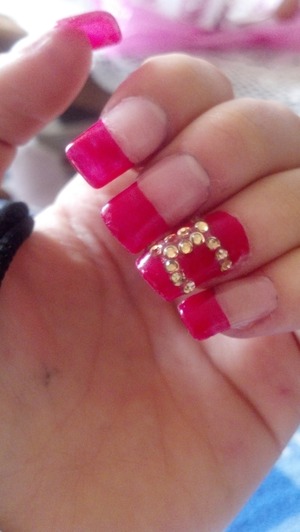 hot pink manicured nails! 