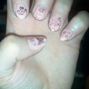 Peachy Floral Stiletto Nails