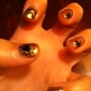 gold and black nail art