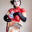 Chinese red dress body painting