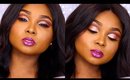 Full face makeup tutorial - Drugstore Cut crease and glittery magenta lips !