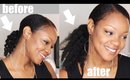 CROCHET BRAID Ponytail Hack | THICKER Hair- NO Braiding! Thin Natural Hair Tutorial