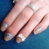 Neutral Nail Colour With Rhinestones, Glitter And 3D Bow
