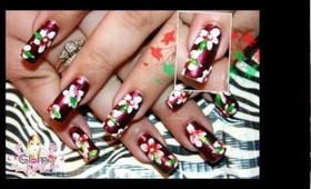 Thanksgiving Or Holiday Flower Nail Art/ Arte de Uñas para el Día de Acción de Gracias