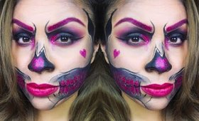 Pink Glitter Skull Makeup Tutorial