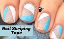 Easy Blue and White Nail Striping Tape Tutorial