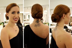 "Modern Chic" Cristophe Beverly Hills did a segment on red carpet hair, here is our model Jamie styled by assistant stylist Pauline.
