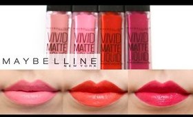 Maybelline Vivid Matte Liquid Lip Color Lip Swatches ♡ 4 colors