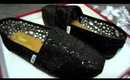 Black Glitter Toms Shoes For Sale!