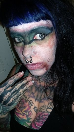 Halloween makeup... been trying to perfect the blood splatter look