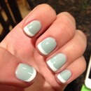 Mint & white tip gel nails