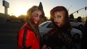 my sister and i at the zombie walk