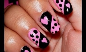 Super Easy Pink and Black Nails!!!
