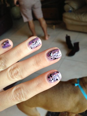 I used colorclub's holographic polish in Cloud Nine and then Hard Candy's Black Tie Optional glitter polish

check out my beauty channel: youtube.com/ellimacbeauty for the latest beauty products i'm using and loving! :D