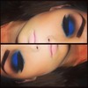 Bold Blue Eyeshadow and Pale Pink Lip