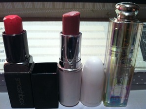 (Left to Right) Smashbox in 'Pink Petal', Mac in 'I Love Winter' (Limited Edition), and Dior in 'Sketch Pink'