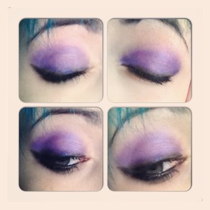 Purple eyeshadow with thick black eyeliner 