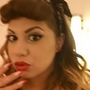 pin-up (rolled my hair for bangs)