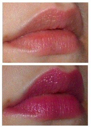 Bottom: MAC Cremesheen lipstick in  Style Curve