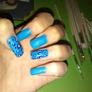 Blue Leopard Nails