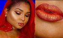 Pumpkin Spice Glitter Lips and Eyes makeup tutorial - Collab / Ariel cupcake - Queenii Rozenblad