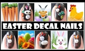 EASTER NAIL ART DESIGNS | DECAL BUNNY RABBIT CHICKEN EGG EASY TUTORIAL FOR BEGINNERS