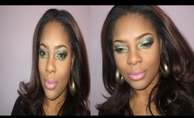 Green with Gold Glitter Makeup Tutorial