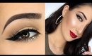 Easy Holiday Eyes & Red Glitter Lips Makeup Tutorial