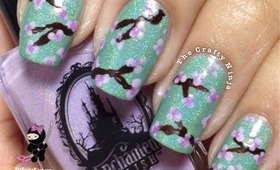 Cherry Blossom Flower Nails by The Crafty Ninja