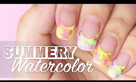 Summery Watercolor nail art