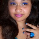 Electric Blue liner and Purple Lipstick