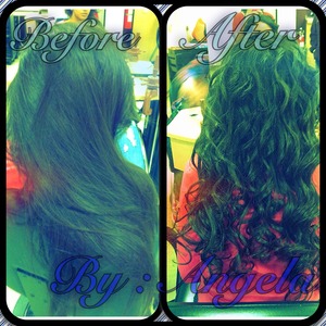 Before and after of  beachy waves