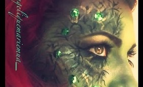 Halloween Makeup Green Glam Witch (purple hair)