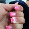 pink bow glitter nails