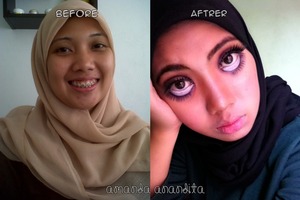 I tried to create hijab doll look. But I think it's not like a doll because I have chubby cheeks *LOL*