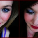 bold lips and blue shadow