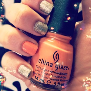essie's beyond cozy with china glaze's peachy keen as an accent nail!