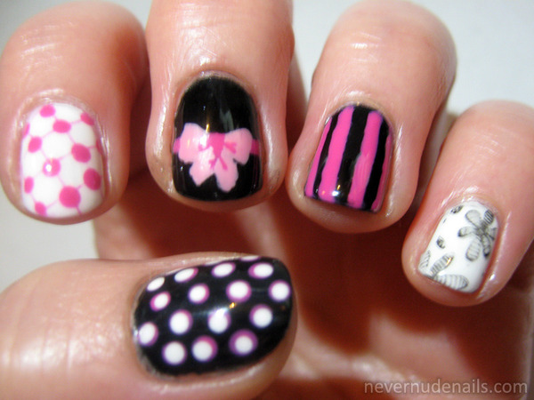 Black, White & Pink Skittles | Karrie W.'s (nevernudenails) Photo ...