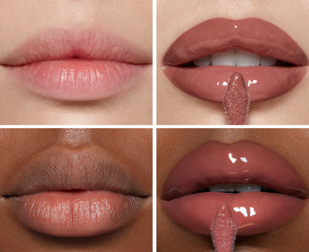 Charlotte Tilbury lip models wearing Pillow Talk Big Lips Plumpgasm in shade Medium / Deep