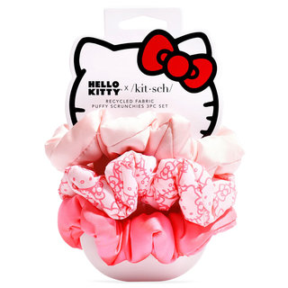 Hello Kitty x Kitsch Recycled Fabric Puffy Scrunchies 3pc Set