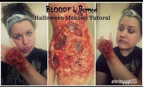 Bloody & Burned Halloween Makeup Tutuorial