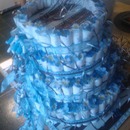 Bare Diaper cake with just flowers and ribbon