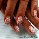 3D white pointed flower nails 