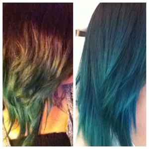 Teal touch up before and after. 