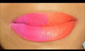 BRIGHT COLORFUL MATTE OMBRE LIPS-RED ORANGE PINK- excel matte