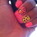 Neon leopard nails